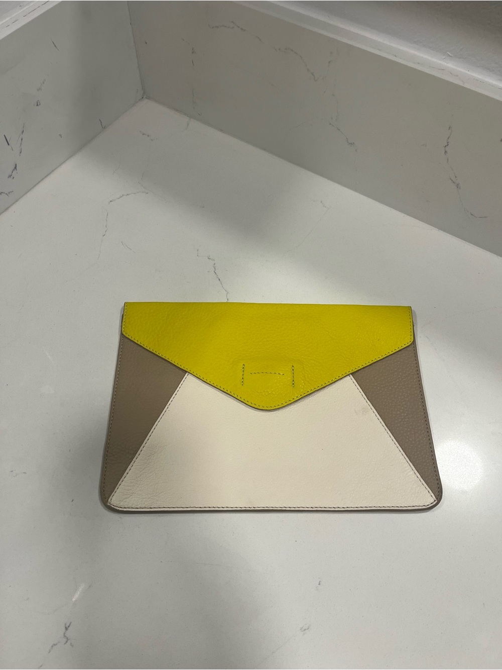 GAP Colorblock Envelope Clutch in Yellow, White & Taupe